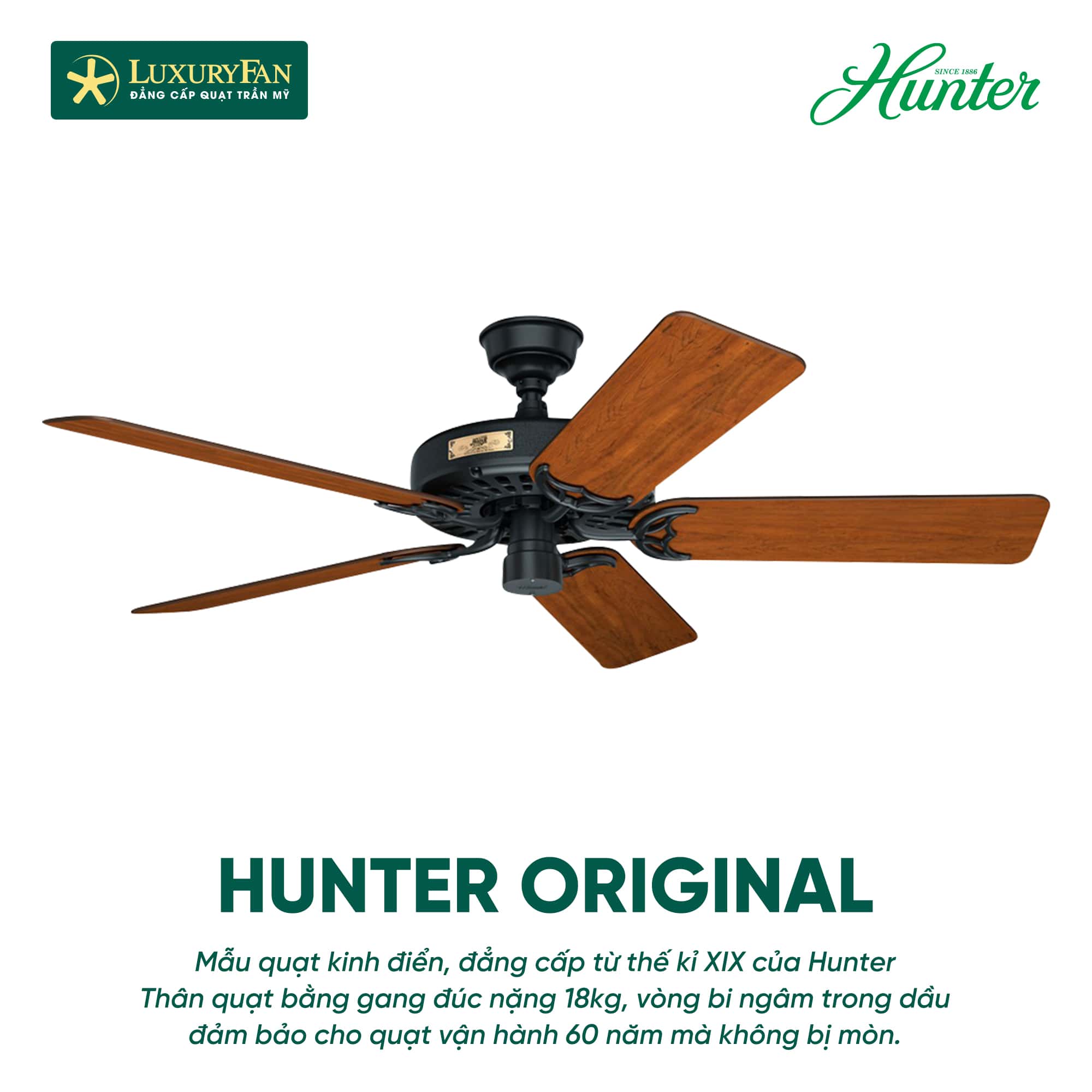 Ưu điểm của quạt trần động cơ AC Hunter Original