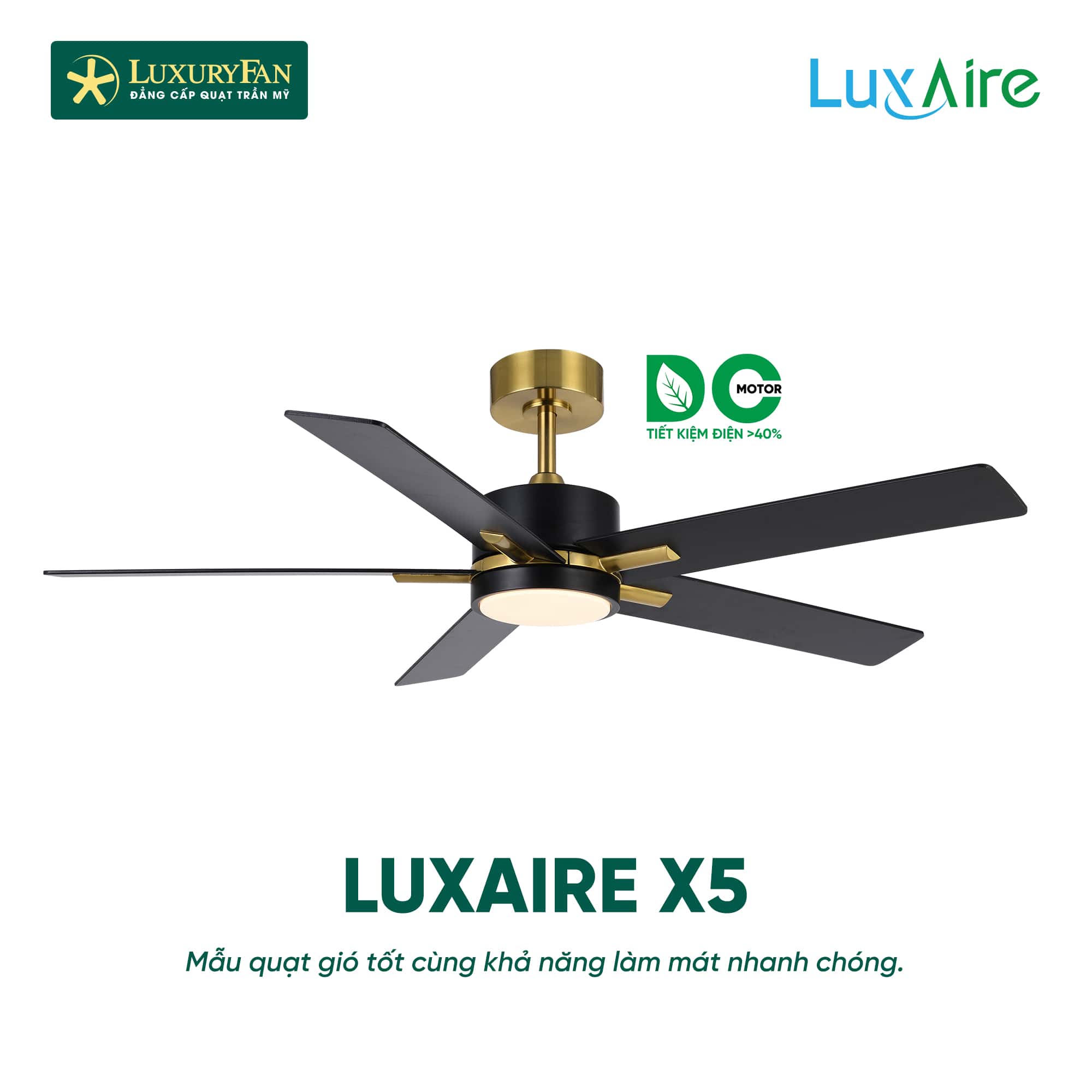 Quạt LuxAire gió tốt với chế độ đảo chiều và nhiều tính năng hiện đại
