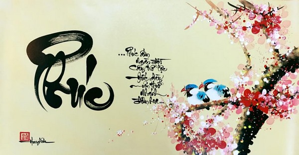 Treo tranh chữ Phúc trang hoàng nhà cửa
