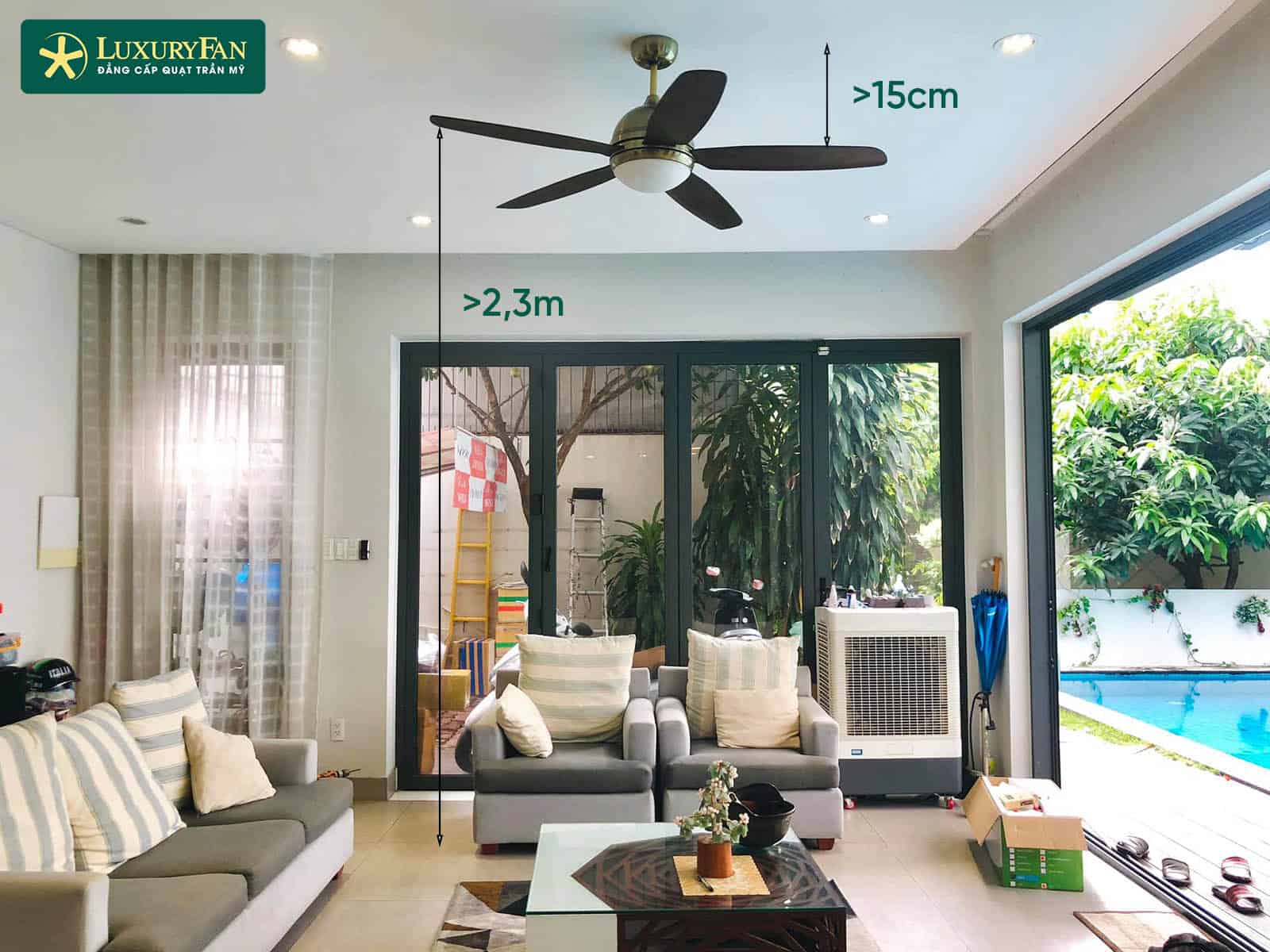 Khoảng cách chuẩn treo quạt trần đảm bảo an toàn
