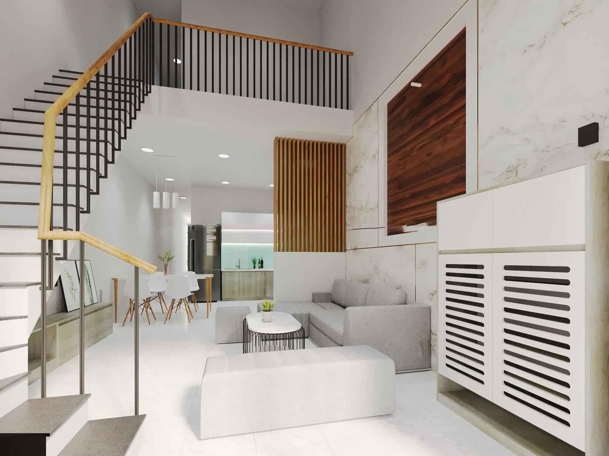 Sử dụng vách ngăn gỗ tạo điểm nhấn và phân chia không gian