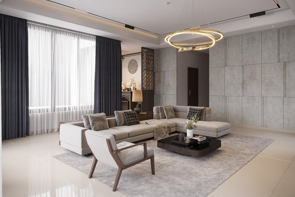 Kết hợp trong không gian nhà phố hiện đại với vách ngăn