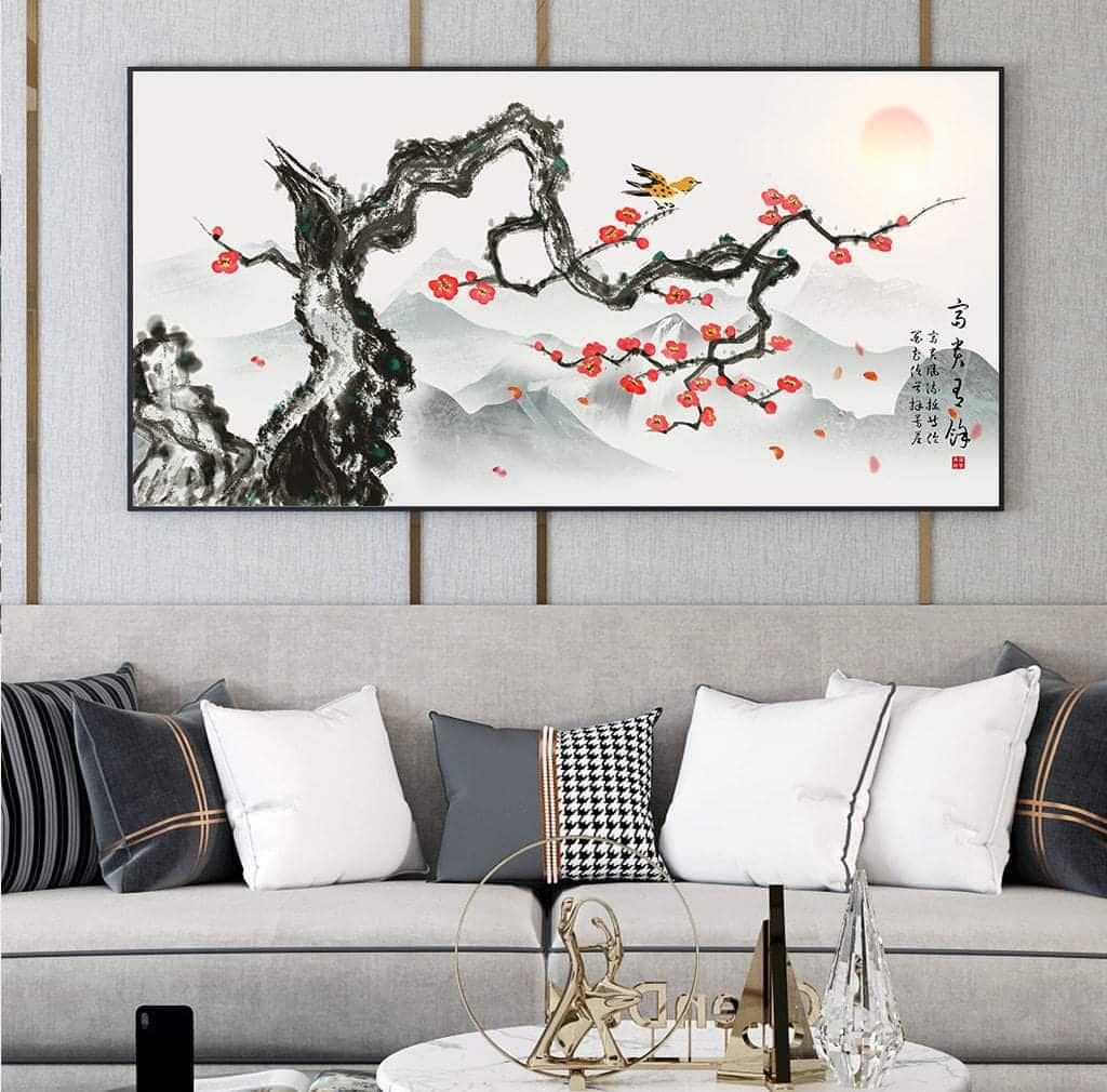 Trang trí Tết phòng khách với tranh treo tường phong thủy