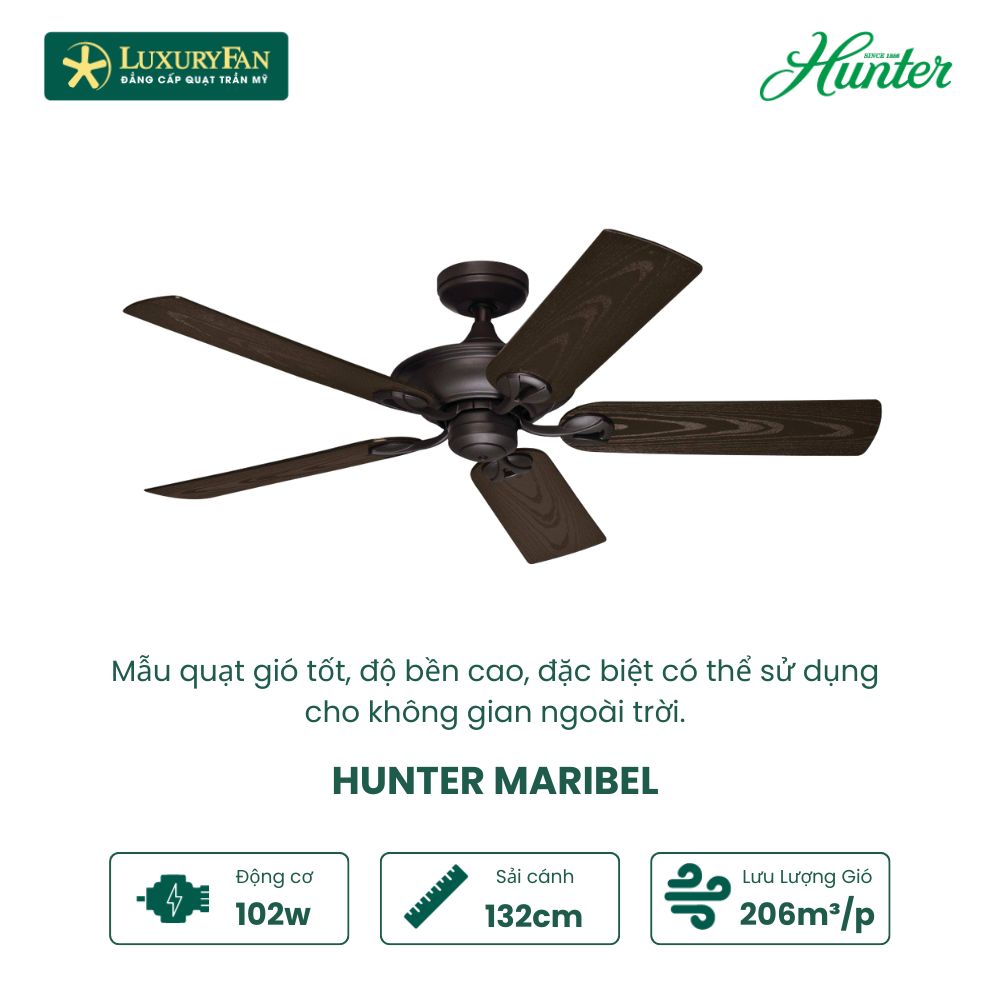 Quạt trần Mỹ Hunter Maribel