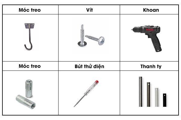 Chuẩn bị dụng cụ lắp quạt trần thạch cao